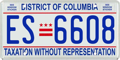 DC license plate ES6608