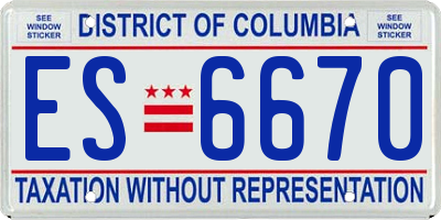 DC license plate ES6670