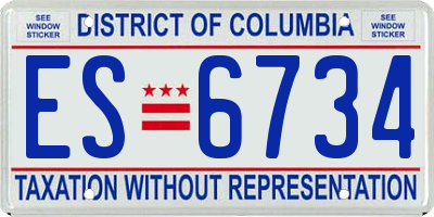 DC license plate ES6734
