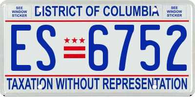 DC license plate ES6752