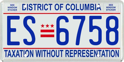 DC license plate ES6758