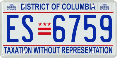 DC license plate ES6759