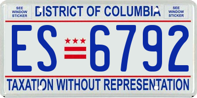 DC license plate ES6792