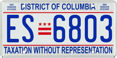 DC license plate ES6803