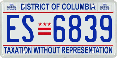 DC license plate ES6839
