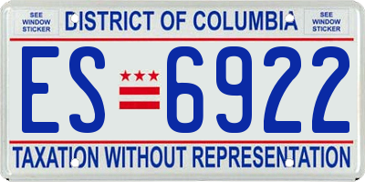 DC license plate ES6922