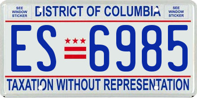 DC license plate ES6985