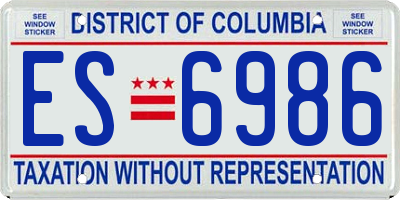 DC license plate ES6986