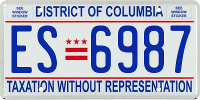 DC license plate ES6987