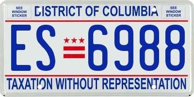 DC license plate ES6988
