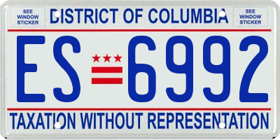 DC license plate ES6992