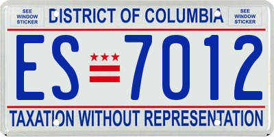 DC license plate ES7012