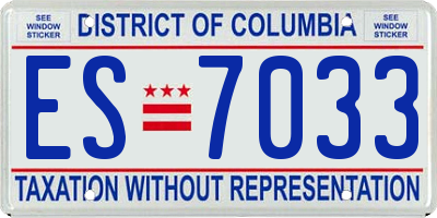 DC license plate ES7033