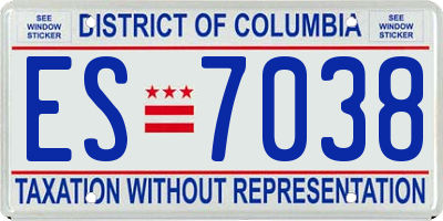 DC license plate ES7038