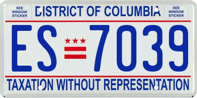 DC license plate ES7039