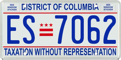DC license plate ES7062