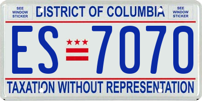 DC license plate ES7070