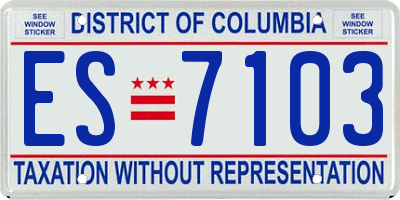 DC license plate ES7103