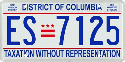 DC license plate ES7125