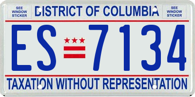 DC license plate ES7134