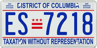 DC license plate ES7218