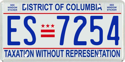 DC license plate ES7254