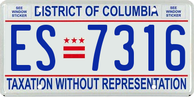 DC license plate ES7316