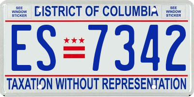 DC license plate ES7342
