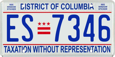 DC license plate ES7346
