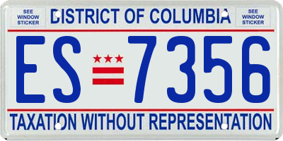 DC license plate ES7356