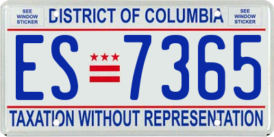 DC license plate ES7365