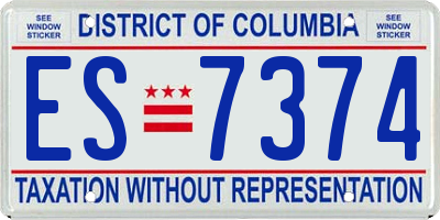 DC license plate ES7374