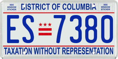 DC license plate ES7380