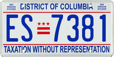 DC license plate ES7381