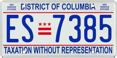 DC license plate ES7385