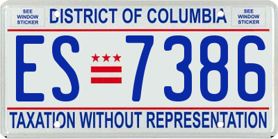 DC license plate ES7386