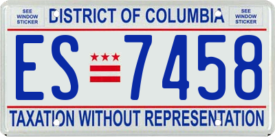 DC license plate ES7458