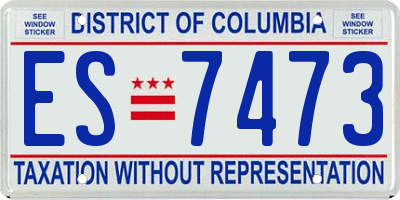DC license plate ES7473