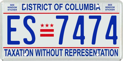 DC license plate ES7474