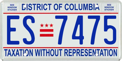 DC license plate ES7475