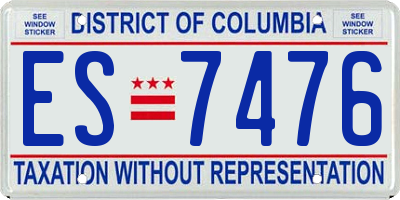 DC license plate ES7476