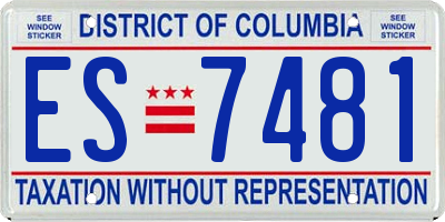 DC license plate ES7481