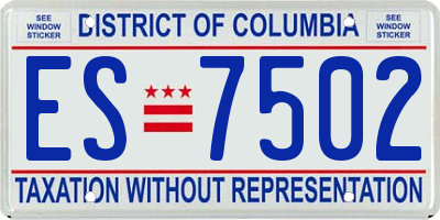 DC license plate ES7502