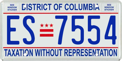 DC license plate ES7554