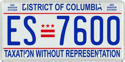 DC license plate ES7600