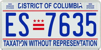 DC license plate ES7635