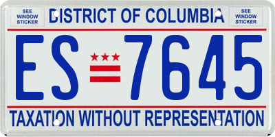 DC license plate ES7645