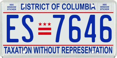 DC license plate ES7646