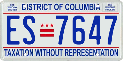 DC license plate ES7647