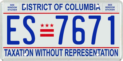 DC license plate ES7671